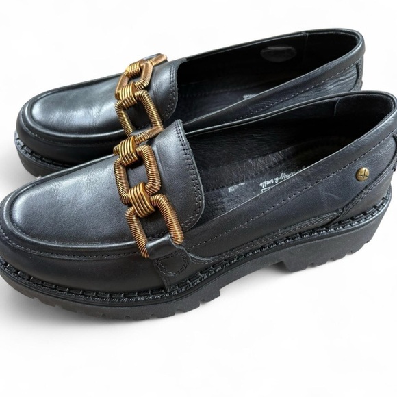 Black Loafers with Gold Chain Detail - Picture 3 of 6
